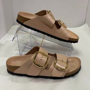 Birkenstock Madrid Big Buckle Slide Sandals Beige Nude Leather Gold 37 (6–6.5)